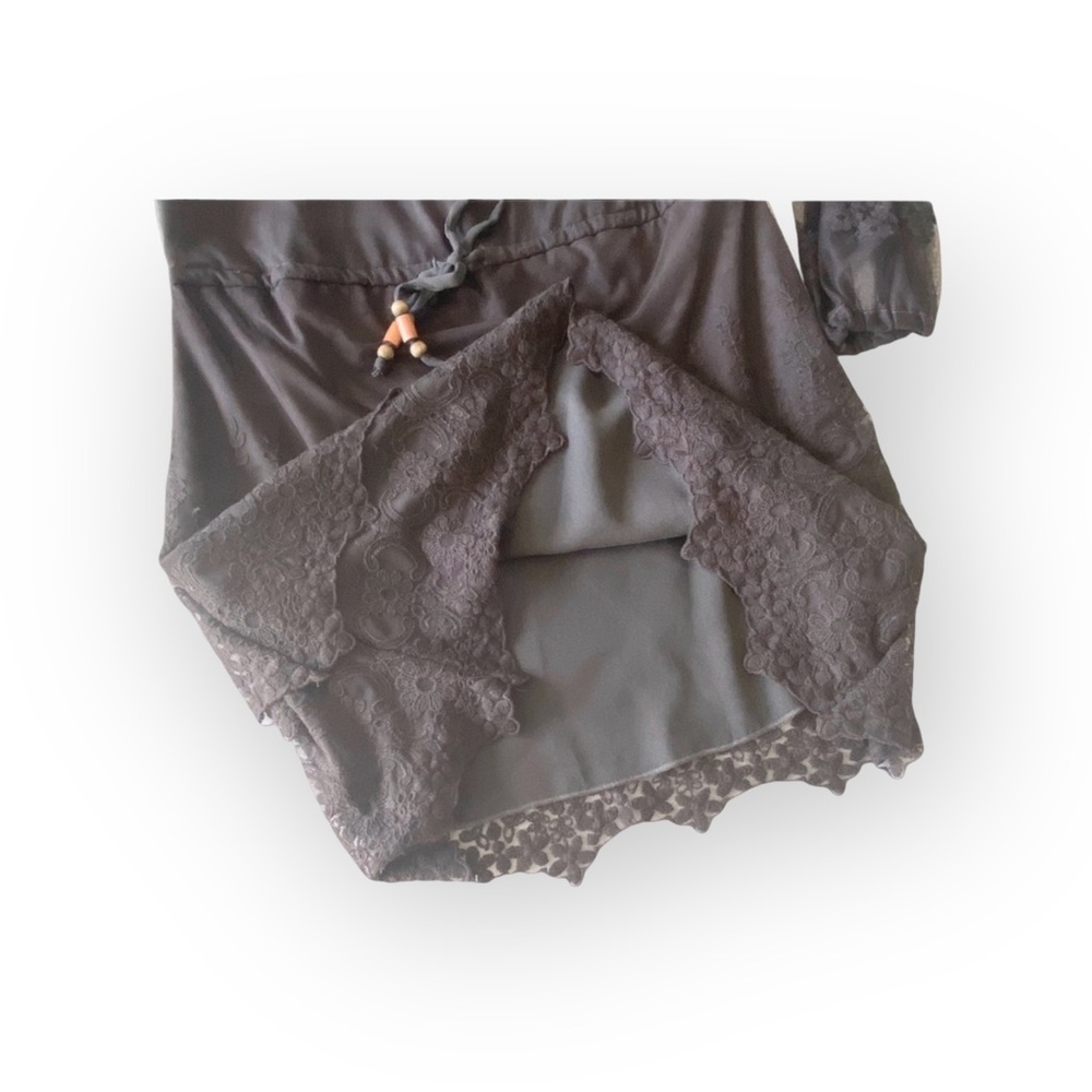 new Chaser ✶ Vintage Inspired Mesh + Lace Off Shouder Mini Dress ✶ Black XS ✶ - Picture 11 of 16